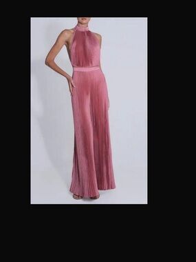 L'IDÉE WOMAN Rose Pleated Halter Jumpsuit Sz 8